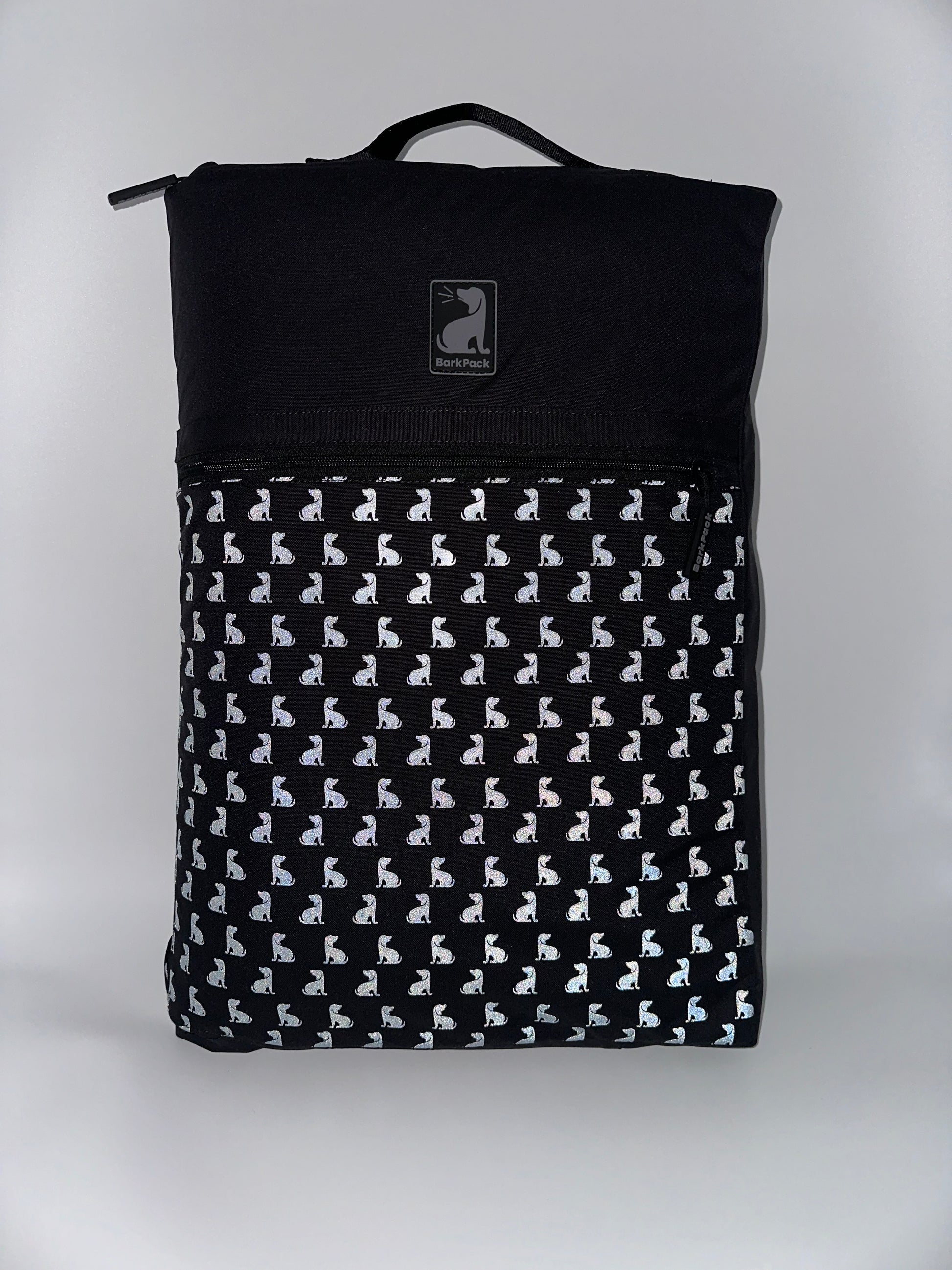 BarkPack Dog Travel Bed, Front Reflective Print
